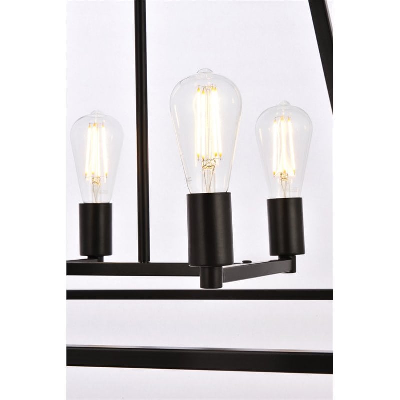 Living District Declan 4-Light Farmhouse Metal Pendant in Black