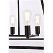 Living District Declan 4-Light Farmhouse Metal Pendant in Black