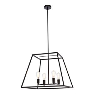 Living District Declan 4-Light Farmhouse Metal Pendant in Black