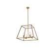 Living District Declan 4-Light Farmhouse Metal Pendant in Brass