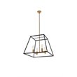Living District Declan 4-Light Farmhouse Metal Pendant in Black and Brass