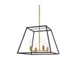 Living District Declan 4-Light Farmhouse Metal Pendant in Black and Brass