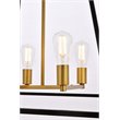 Living District Declan 4-Light Farmhouse Metal Pendant in Black and Brass
