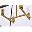 Living District Declan 4-Light Farmhouse Metal Pendant in Black and Brass