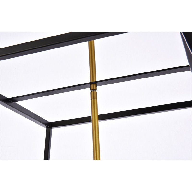 Living District Declan 4-Light Farmhouse Metal Pendant in Black and Brass