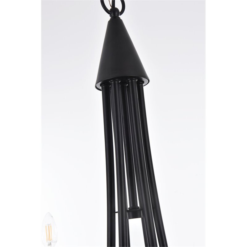 Living District Cohen 6-Light Mid-Century Metal Pendant in Black Finish