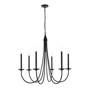 Living District Cohen 6-Light Mid-Century Metal Pendant in Black Finish