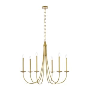 Living District Cohen 6-Light Mid-Century Metal Pendant in Brass Finish