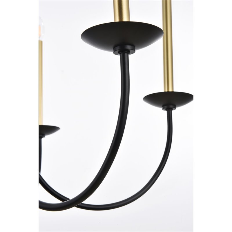 Living District Cohen 6-Light Mid-Century Metal Pendant in Black/Brass Finish