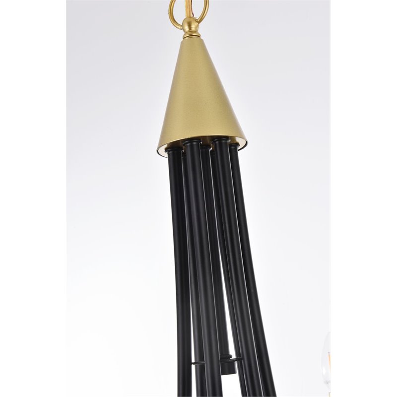 Living District Cohen 6-Light Mid-Century Metal Pendant in Black/Brass Finish