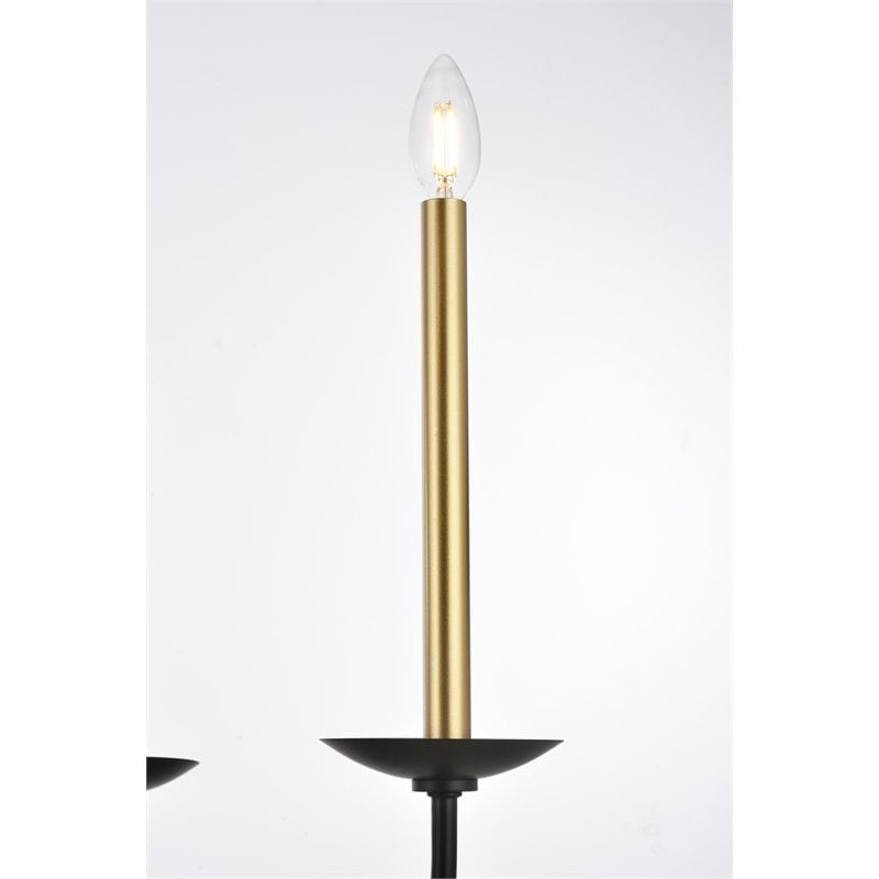 Living District Cohen 6-Light Mid-Century Metal Pendant in Black/Brass Finish