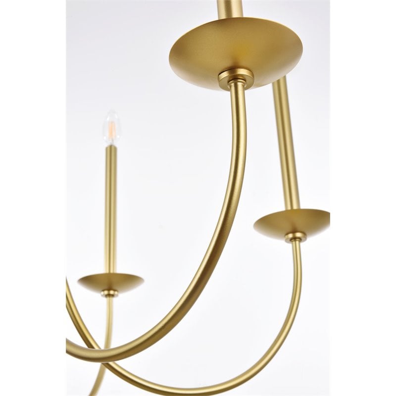 Living District Cohen 6-Light Mid-Century Metal Pendant in Brass Finish