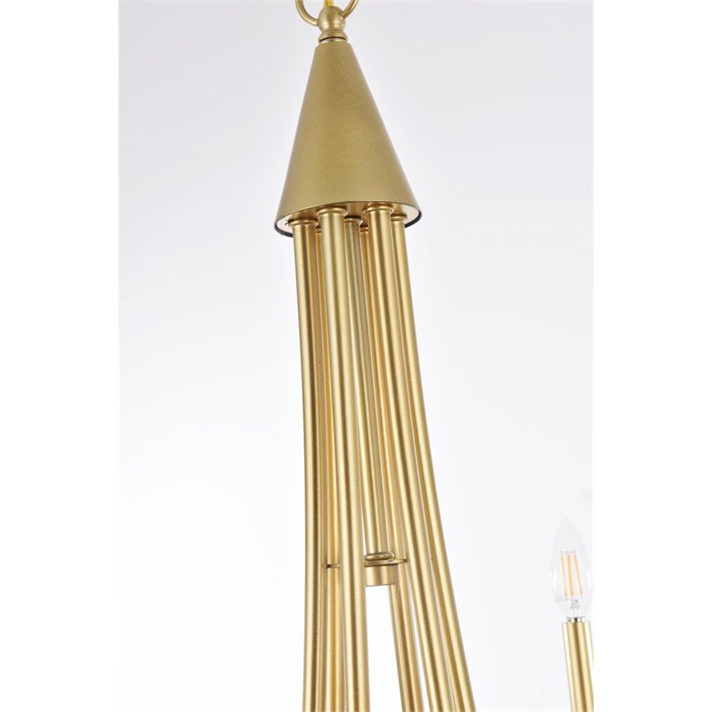 Living District Cohen 6-Light Mid-Century Metal Pendant in Brass Finish