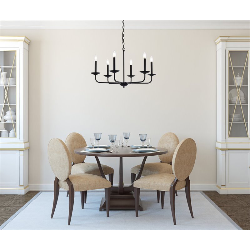Living District Cohen 6-Light Mid-Century Metal Pendant in Black Finish