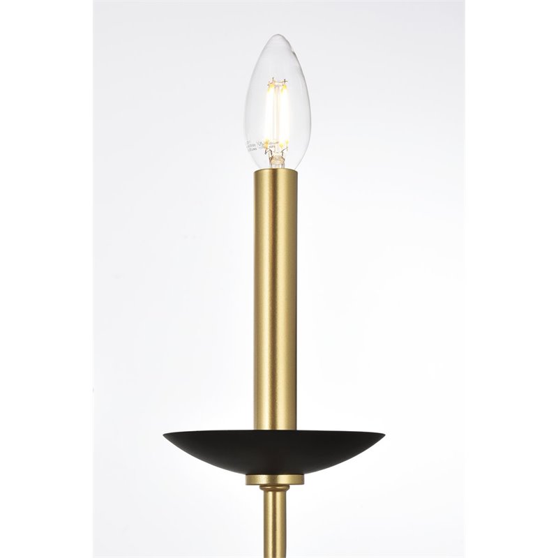 Living District Cohen 6-Light Mid-Century Style Metal Pendant in Black/Brass