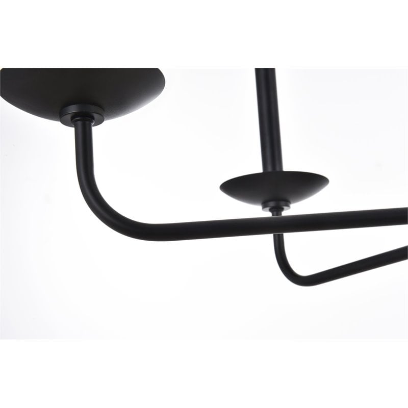 Living District Cohen 6-Light Mid-Century Style Metal Pendant in Black Finish