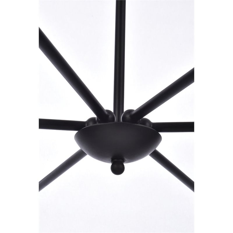 Living District Cohen 6-Light Mid-Century Style Metal Pendant in Black Finish