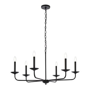 Living District Cohen 6-Light Mid-Century Style Metal Pendant in Black Finish