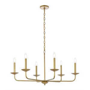 Living District Cohen 6-Light Mid-Century Style Metal Pendant in Brass