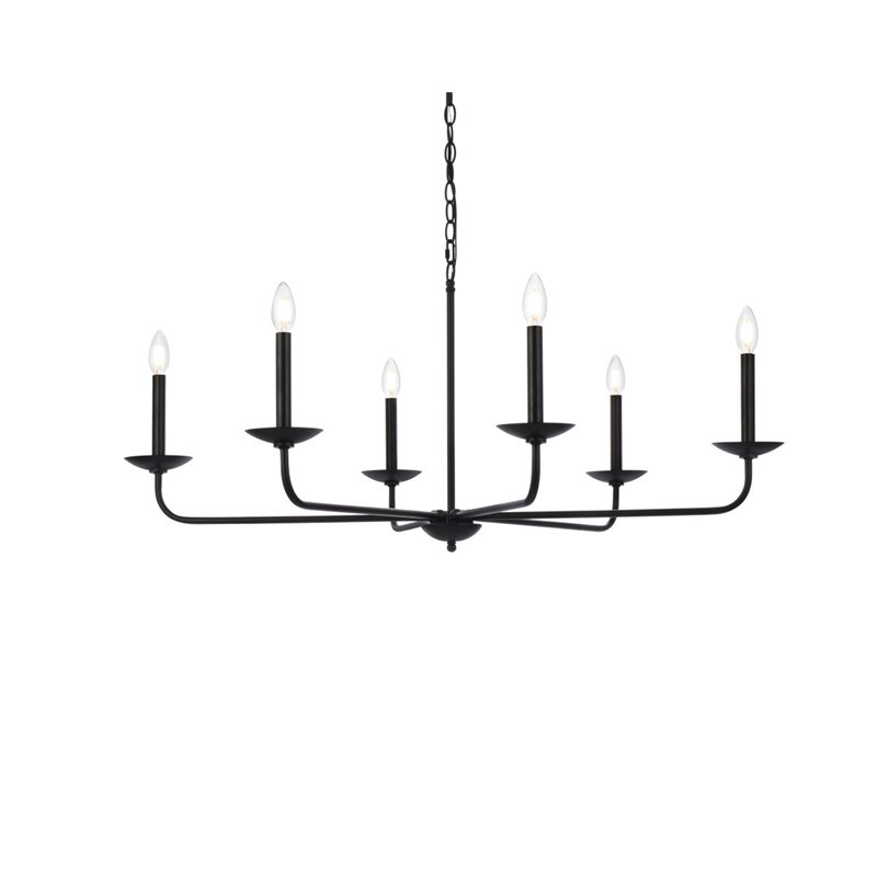 Living District Cohen 6-Light Mid-Century Style Metal Pendant in Black