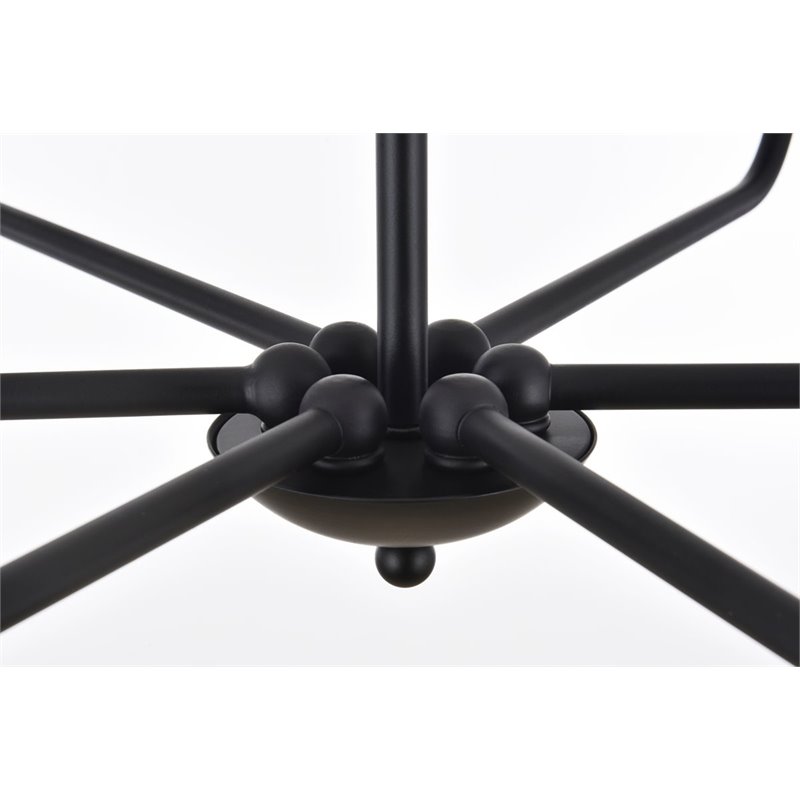Living District Cohen 6-Light Mid-Century Style Metal Pendant in Black