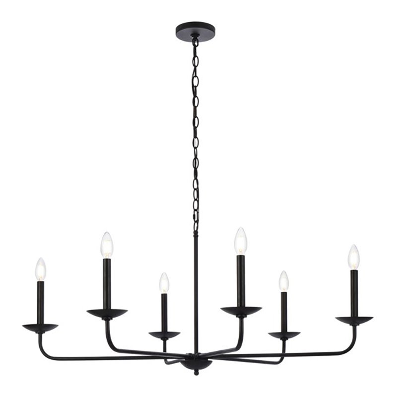 Living District Cohen 6-Light Mid-Century Style Metal Pendant in Black