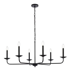 Living District Cohen 6-Light Mid-Century Style Metal Pendant in Black