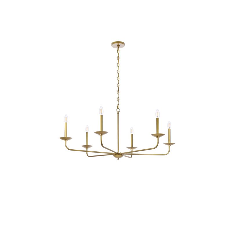 Living District Cohen 6-Light Mid-Century Metal Pendant in Brass