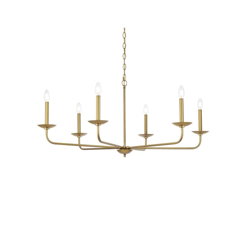 Living District Cohen 6-Light Mid-Century Metal Pendant in Brass