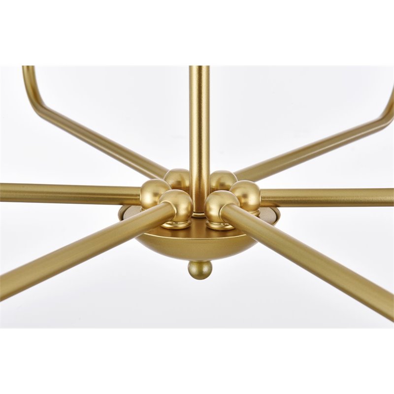 Living District Cohen 6-Light Mid-Century Metal Pendant in Brass