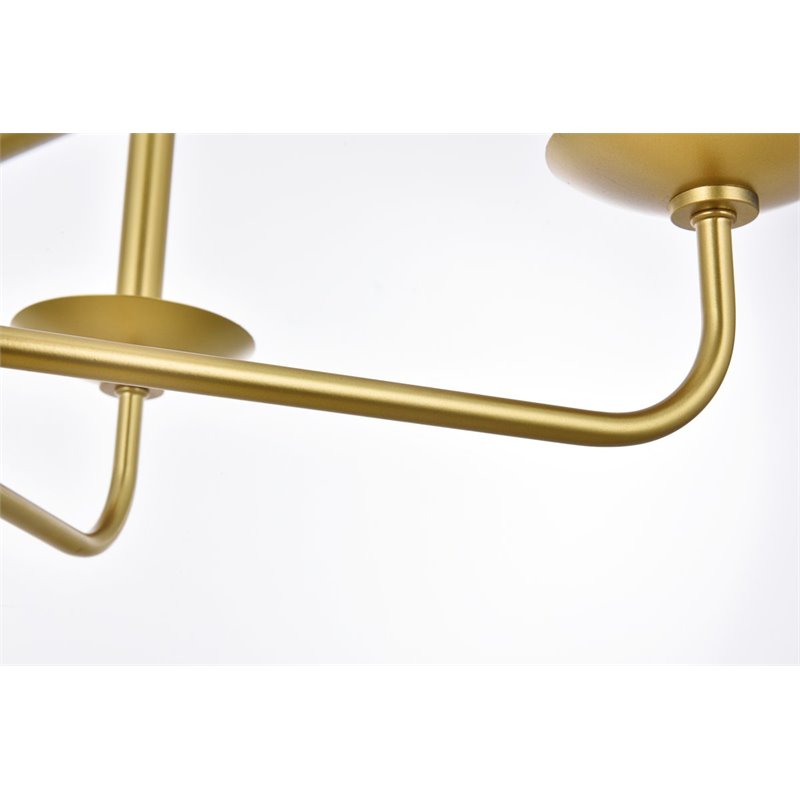 Living District Cohen 6-Light Mid-Century Metal Pendant in Brass