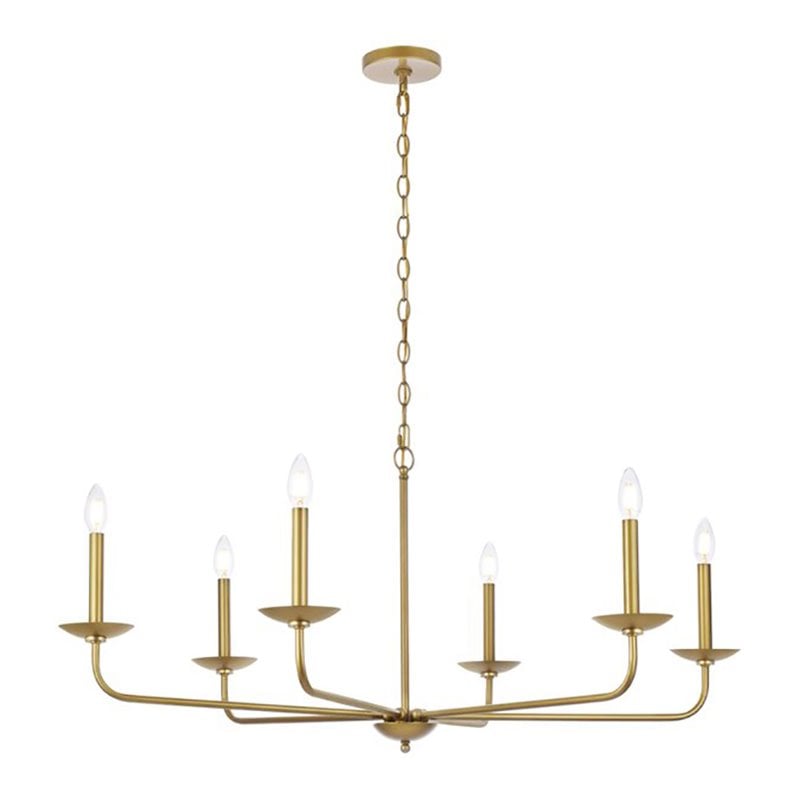 Living District Cohen 6-Light Mid-Century Metal Pendant in Brass