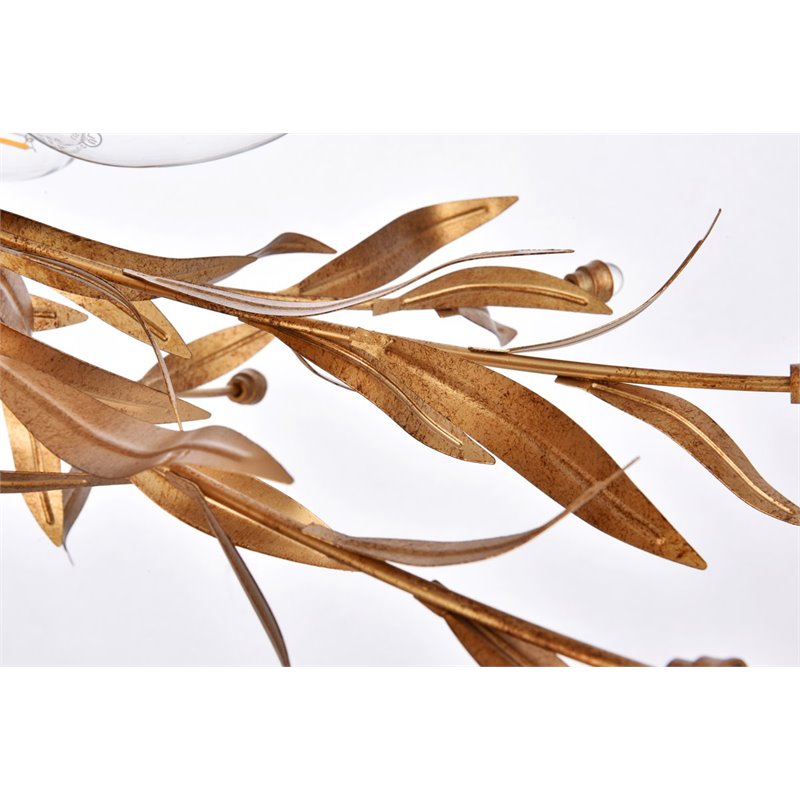 Living District Priscilla 4-Light Mid-Century Metal Flush Mount in Gold Leaf