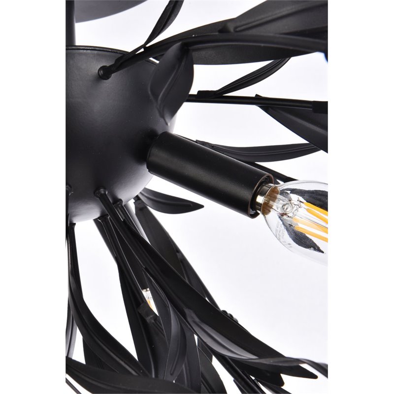 Living District Priscilla 4-Light Mid-Century Metal Flush Mount in Black