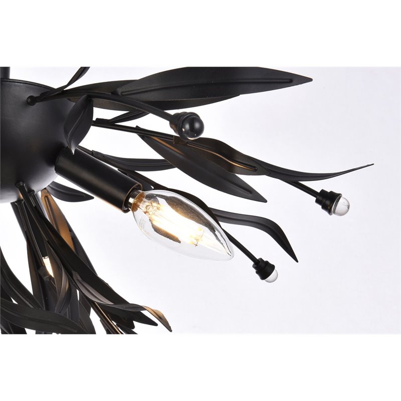 Living District Priscilla 4-Light Mid-Century Metal Flush Mount in Black
