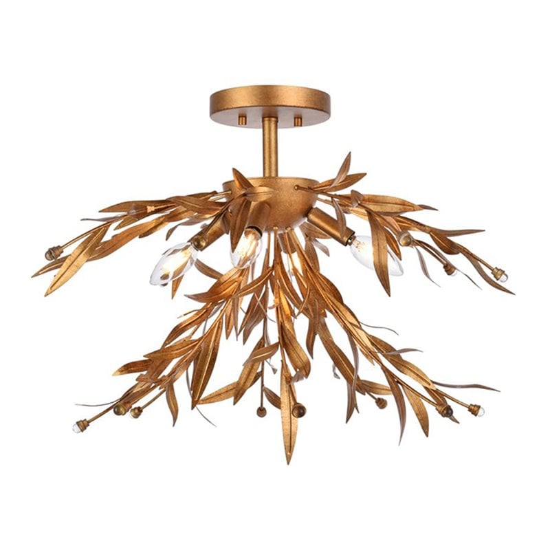 Living District Priscilla 4-Light Mid-Century Metal Flush Mount in Gold Leaf