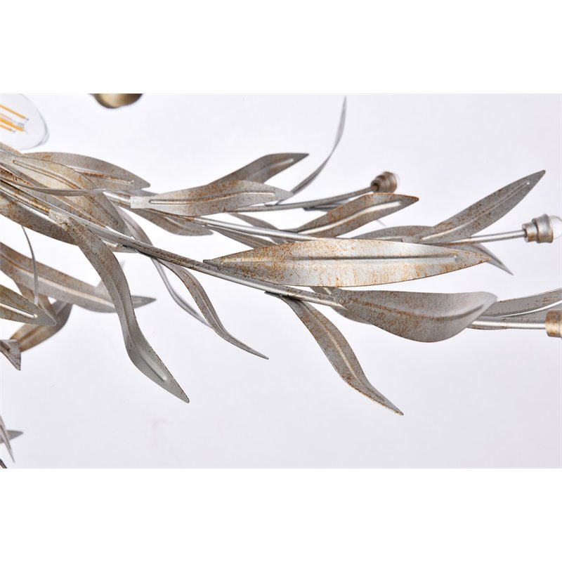 Living District Priscilla 4-Light Mid-Century Metal Flush Mount in Silver Leaf