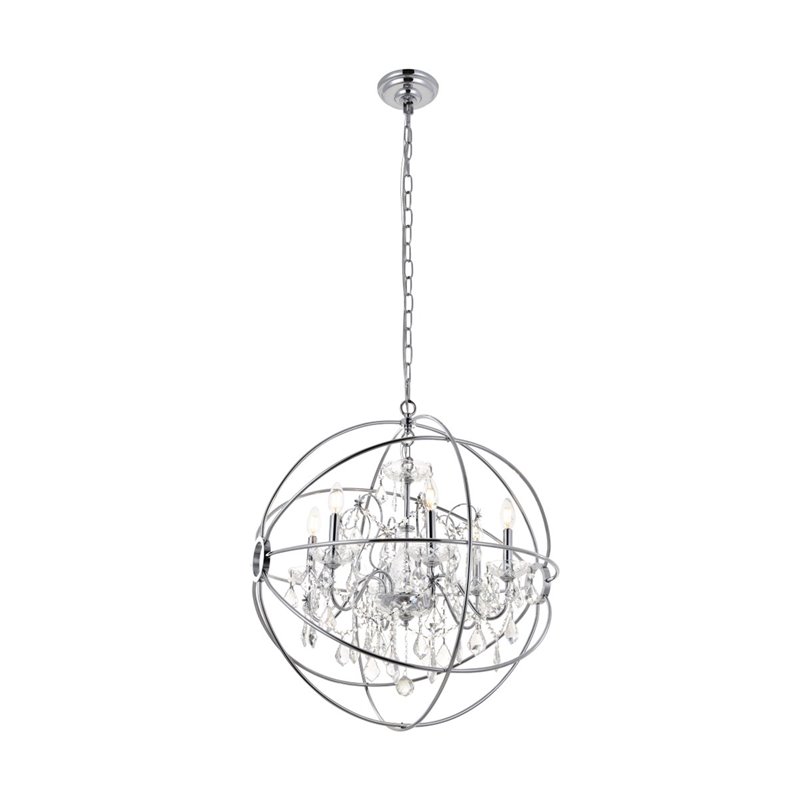 Living District Cordelia 6-Light Transitional Metal Pendant in Chrome
