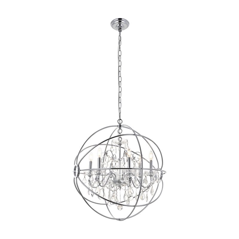 Living District Cordelia 6-Light Transitional Metal Pendant in Chrome
