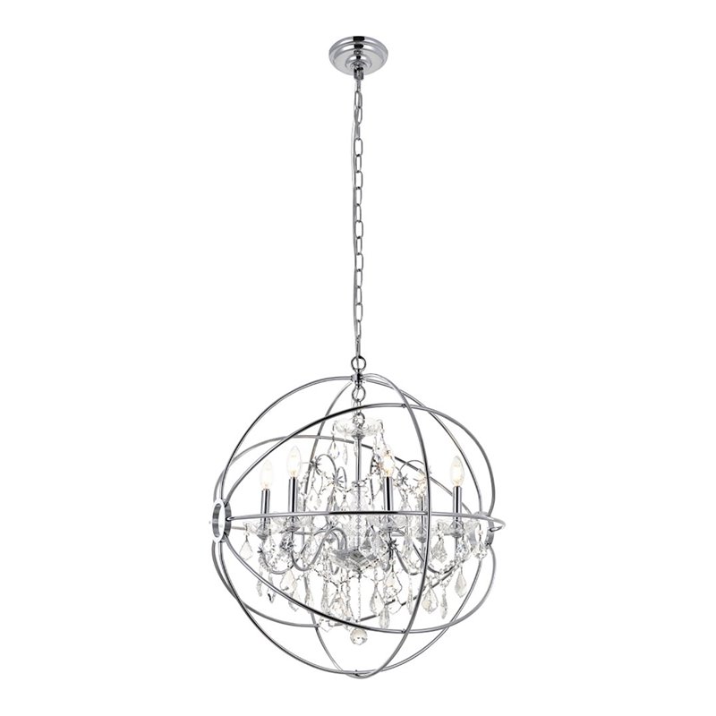 Living District Cordelia 6-Light Transitional Metal Pendant in Chrome