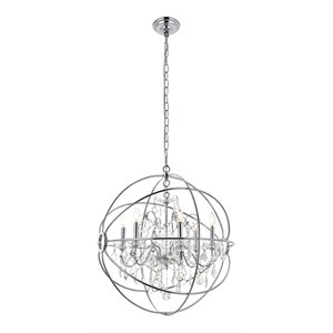 Living District Cordelia 6-Light Transitional Metal Pendant in Chrome