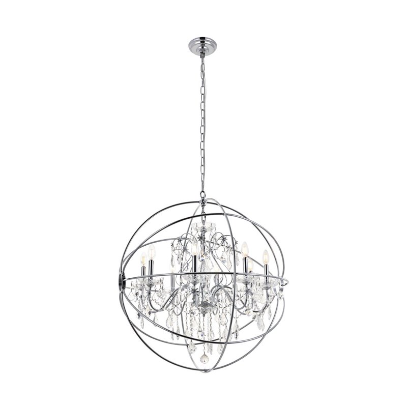 Living District Cordelia 8-Light Transitional Metal Pendant in Chrome