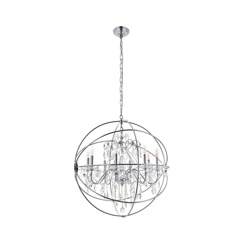 Living District Cordelia 8-Light Transitional Metal Pendant in Chrome