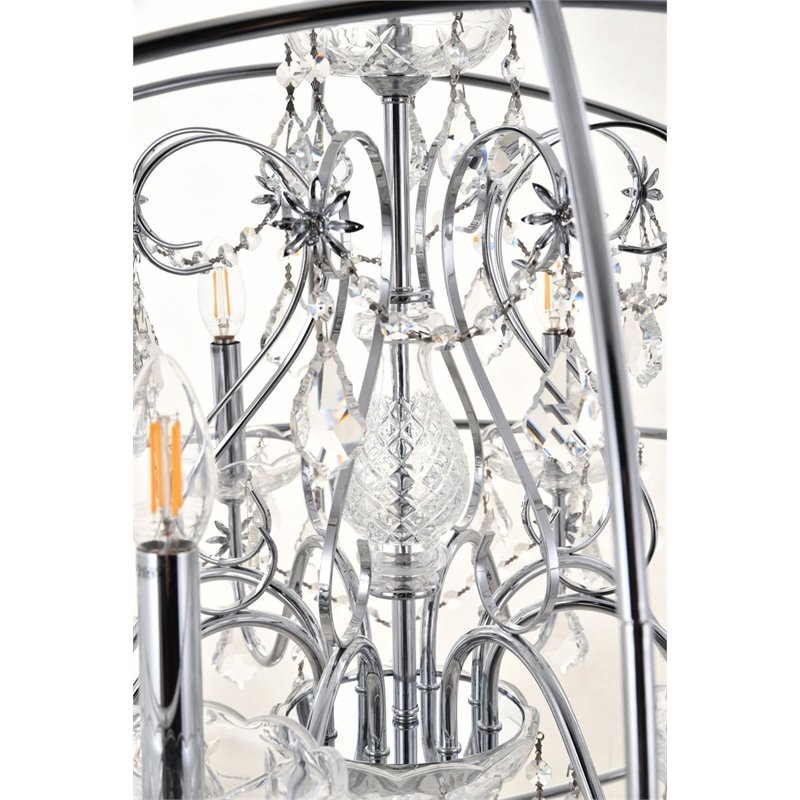 Living District Cordelia 8-Light Transitional Metal Pendant in Chrome