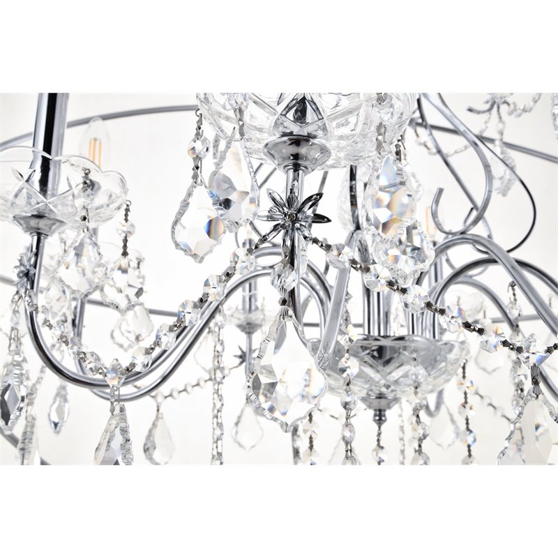 Living District Cordelia 8-Light Transitional Metal Pendant in Chrome