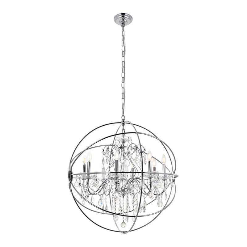 Living District Cordelia 8-Light Transitional Metal Pendant in Chrome