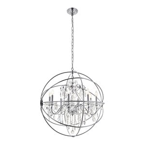 Living District Cordelia 8-Light Transitional Metal Pendant in Chrome