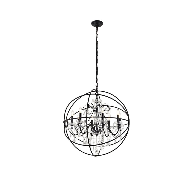 Living District Cordelia 8-Light Transitional Metal Pendant in Black