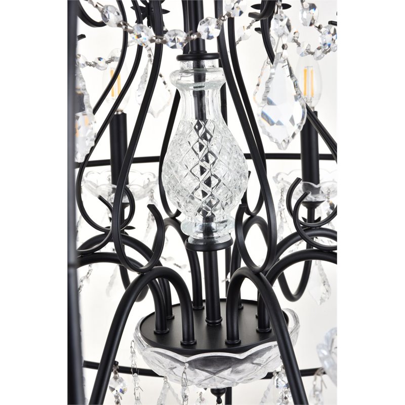 Living District Cordelia 8-Light Transitional Metal Pendant in Black