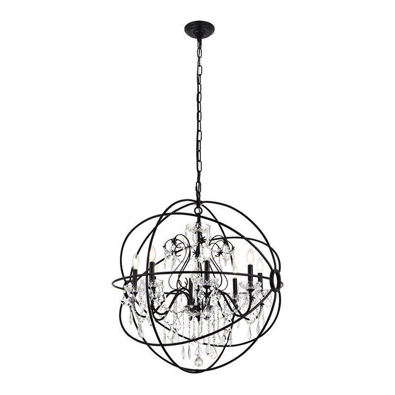 Living District Cordelia 8-Light Transitional Metal Pendant in Black